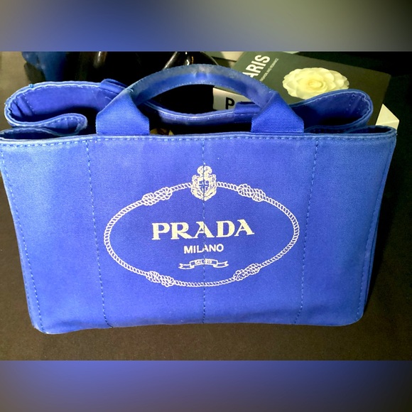 Authentic Cobalt Blue Prada Canapa With Guarantee Card - Picture 2 of 14